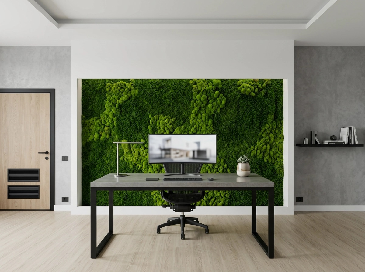 Office interior in Minimalism style — photo by GenRoom AI