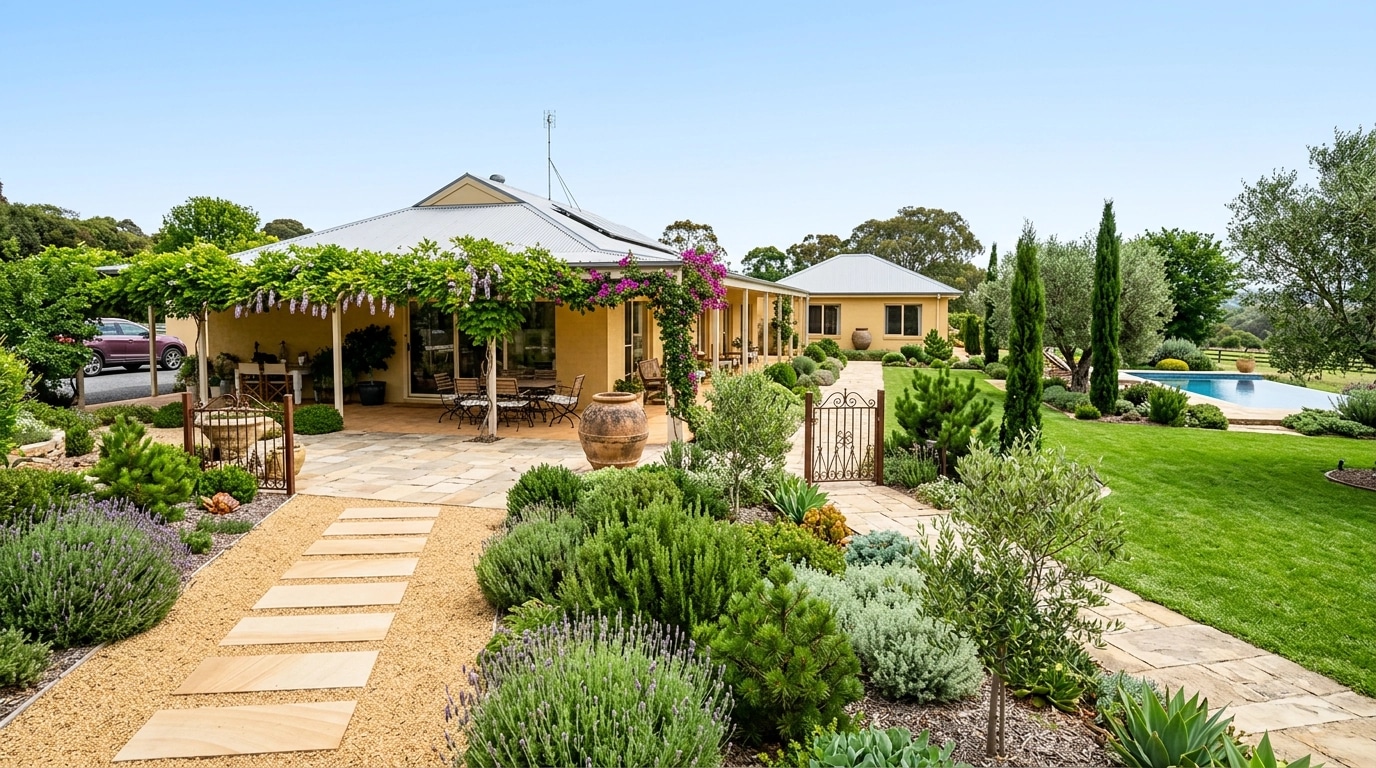 Landscape design in Mediterranean Yard style — Yard by GenRoom AI