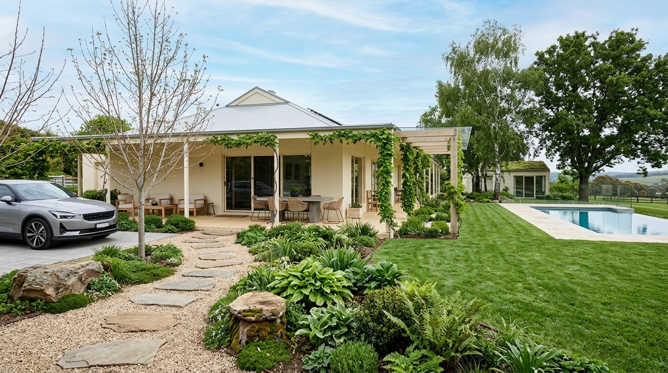 Landscape design in Scandinavian Garden style — Yard by GenRoom AI