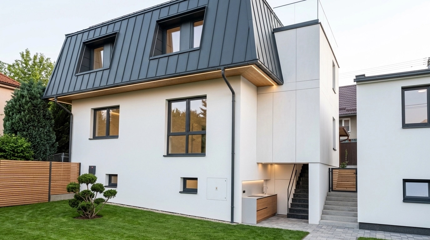 Fasad dizayni — Contemporary Facade uslubi — GenRoom AI tomonidan Fasad