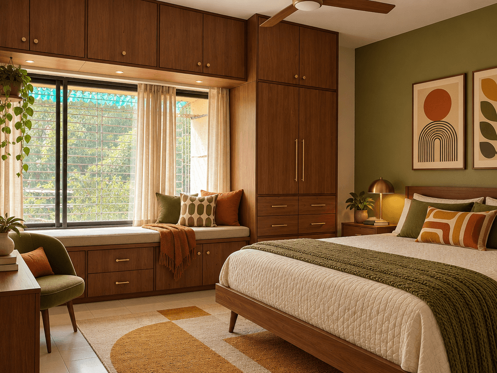 Mid-Century Modern Bedroom design — interior photo by GenRoom AI