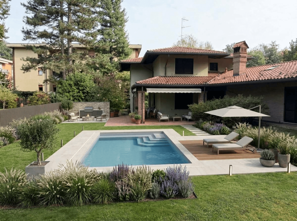 Design paysager en style Contemporary Yard — Jardin par GenRoom AI