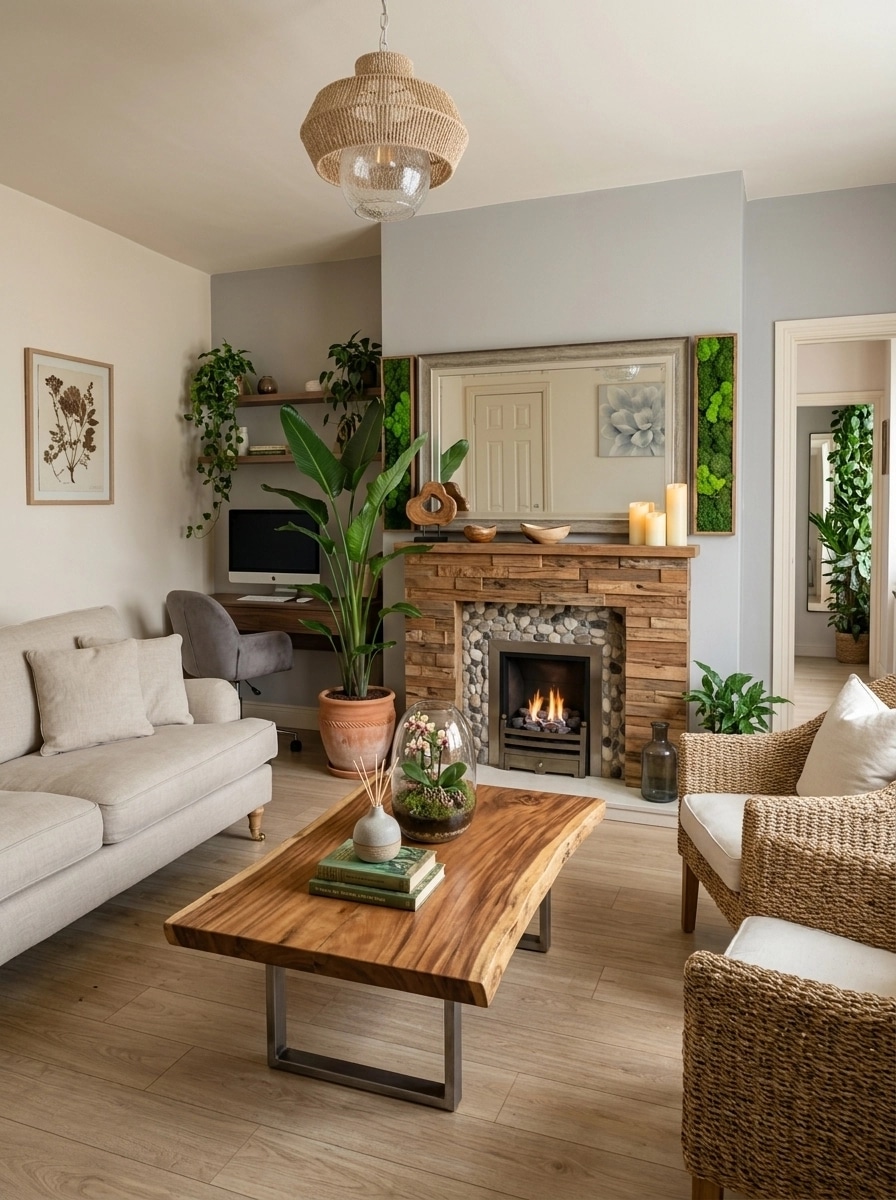 Design d'intérieur en style Biophilic — Salon par GenRoom AI