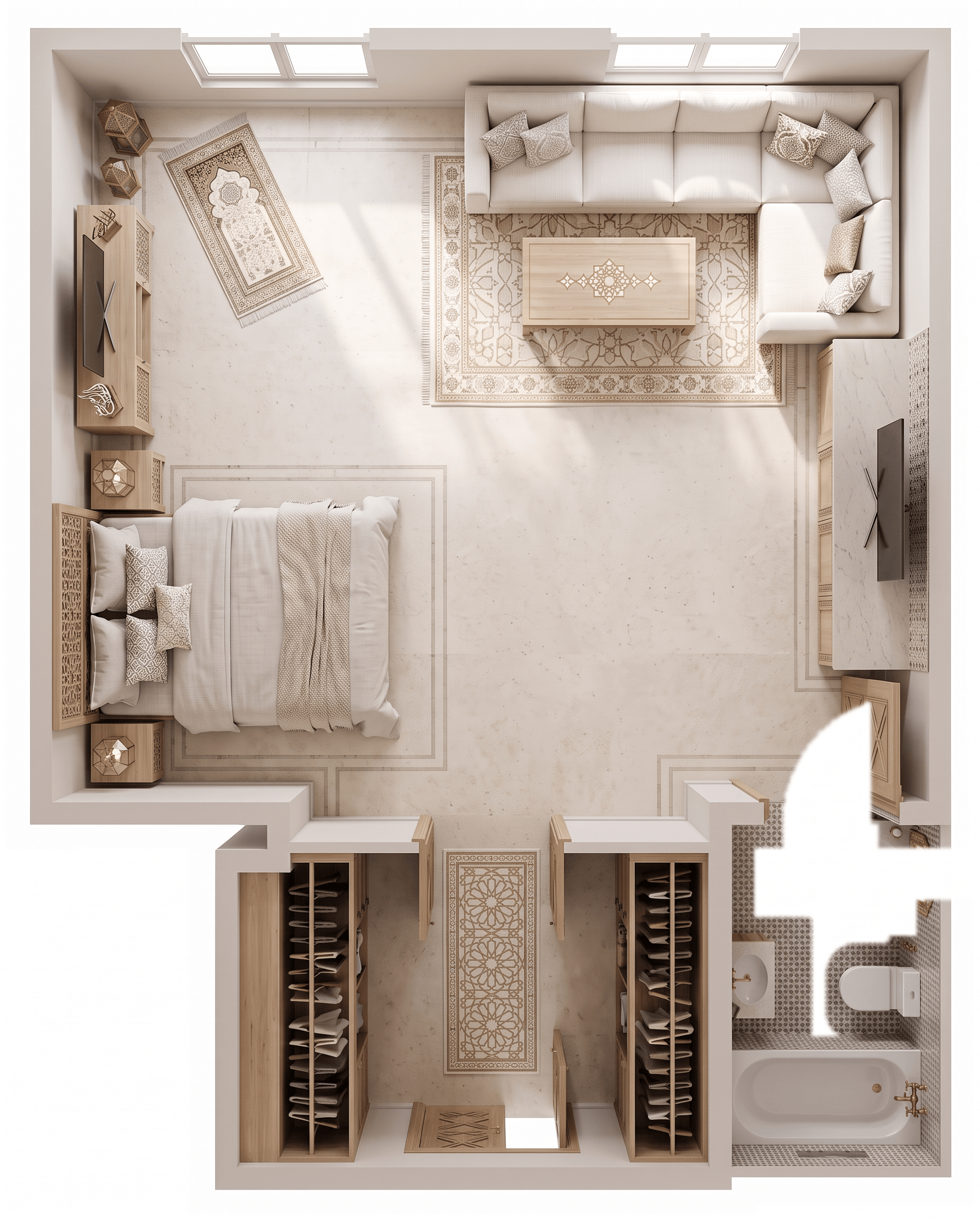 Interior design in Islamic Geometric style — Living Room by GenRoom AI