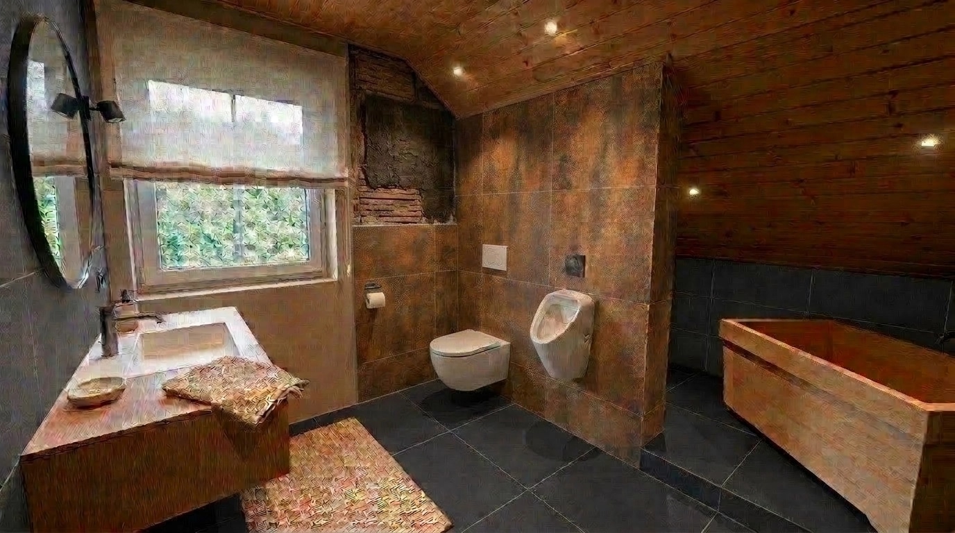 Bathroom interior in Japandi style — photo by GenRoom AI
