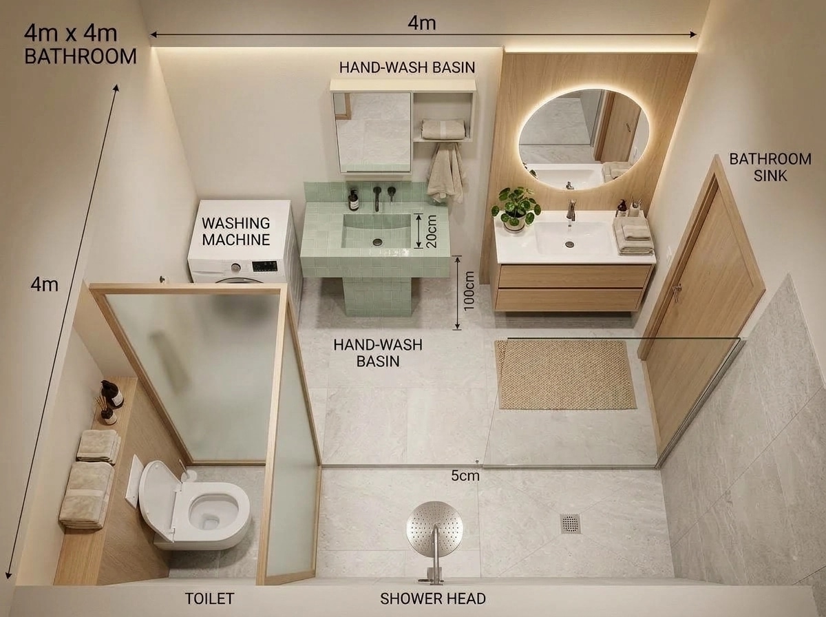 Bathroom interior in Scandinavian style — photo by GenRoom AI