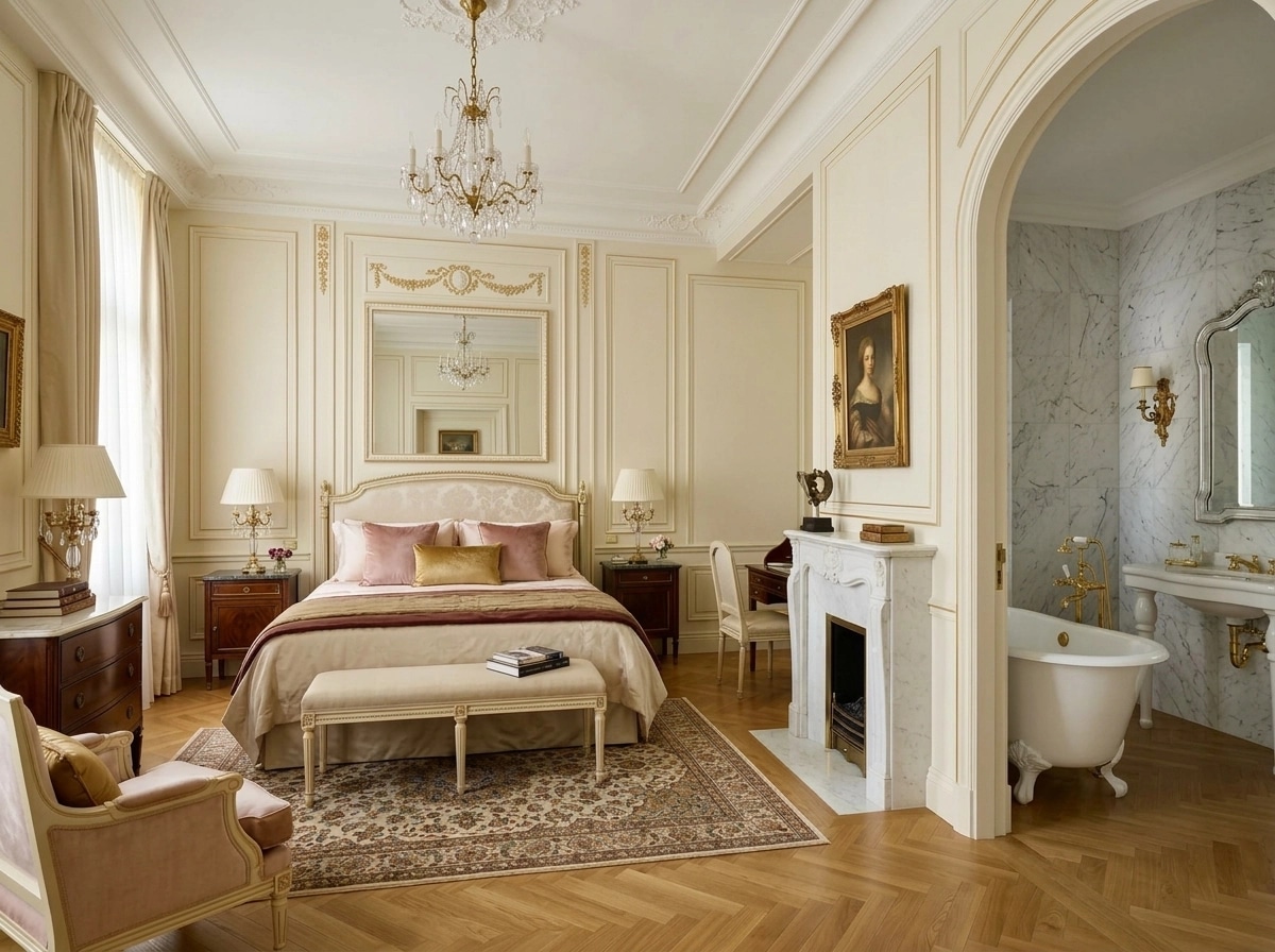 Interior design in Neoclassic style — Bedroom by GenRoom AI