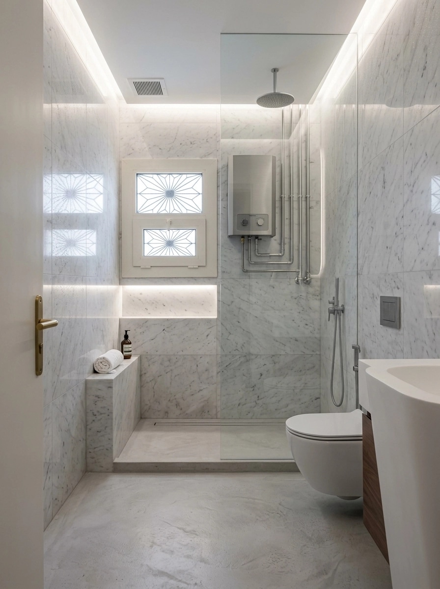 Bathroom interior in Minimalism style — photo by GenRoom AI