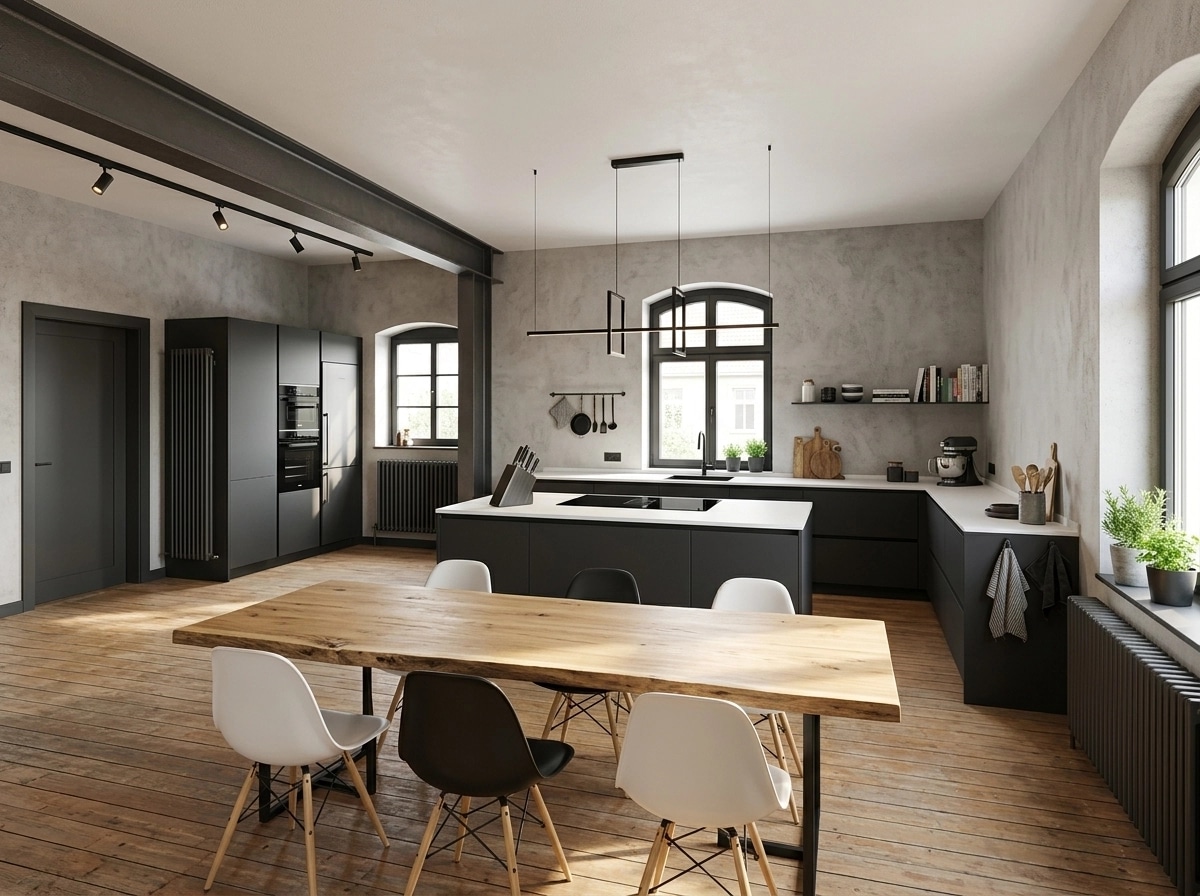 Interior design in Loft / Industrial style — Kitchen by GenRoom AI