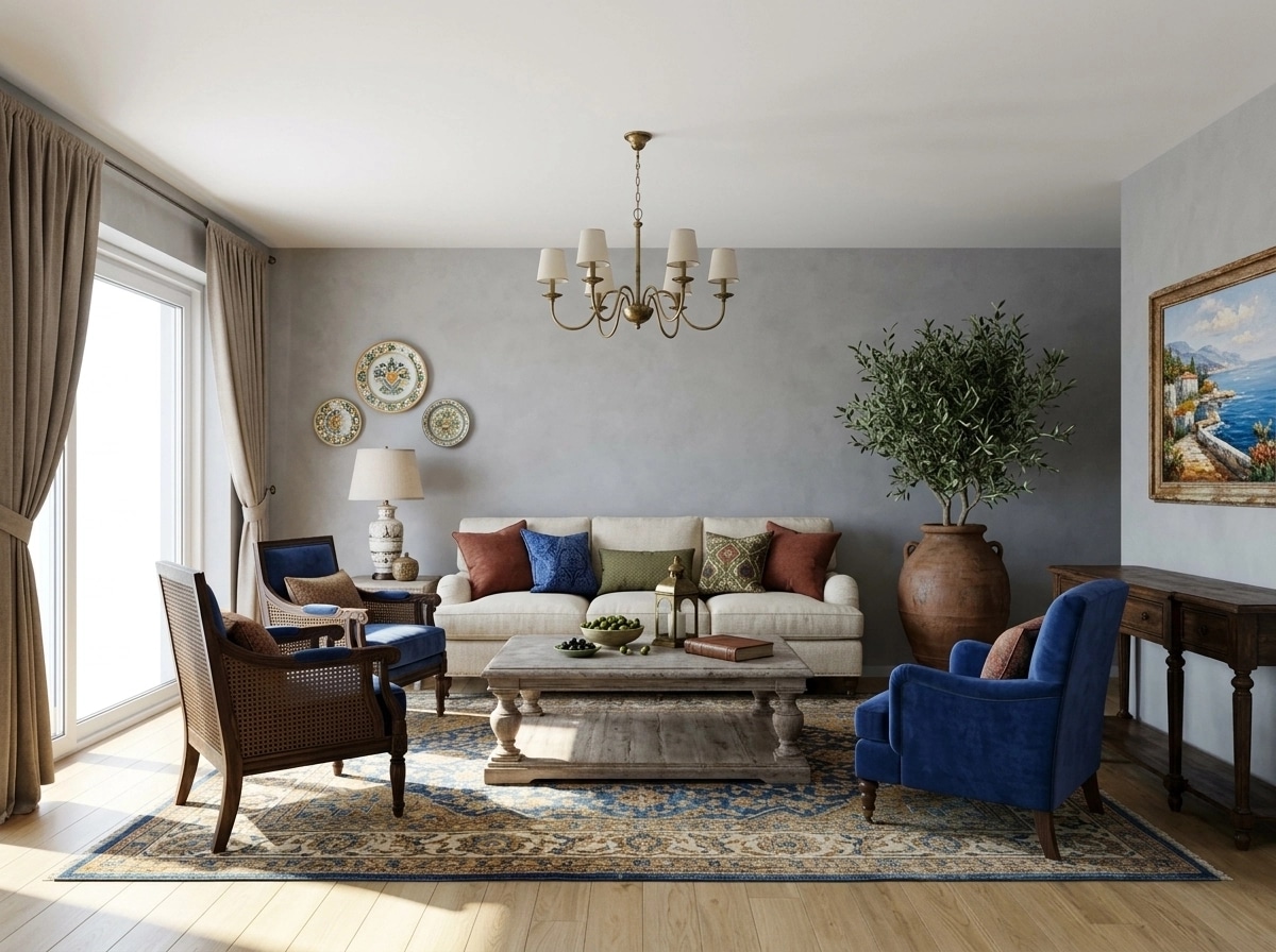 Diseño de interiores en estilo Mediterranean — Salón por GenRoom AI
