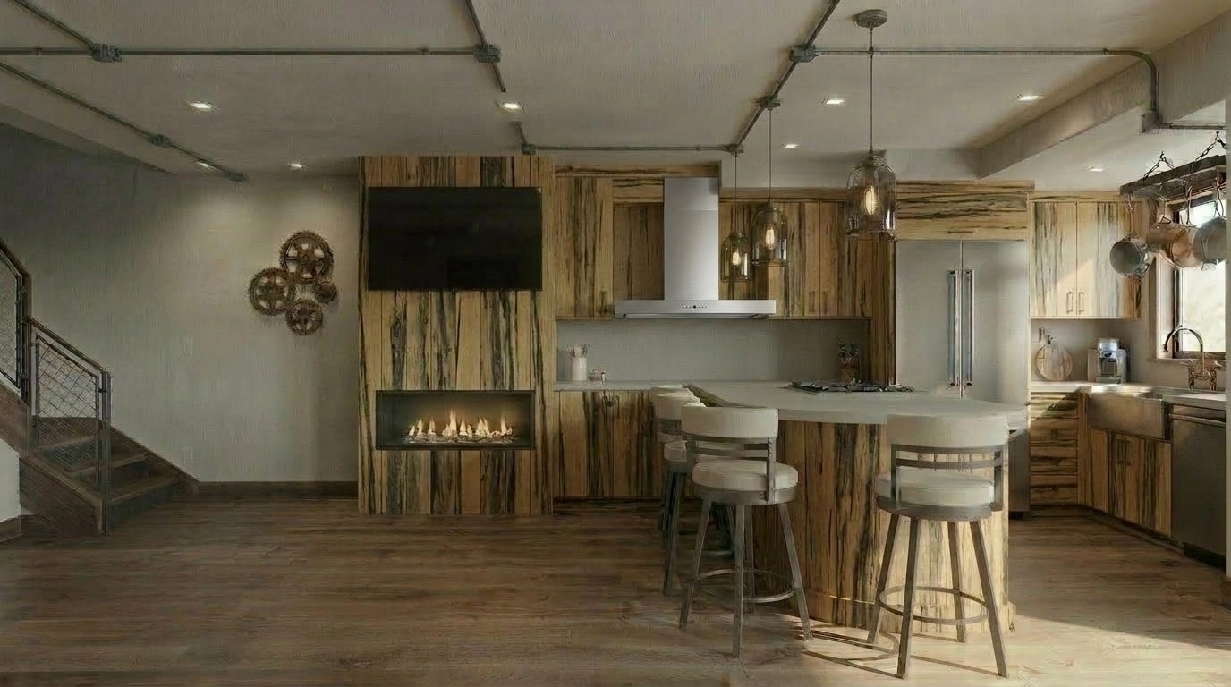 Interior design in Loft / Industrial style — Kitchen by GenRoom AI