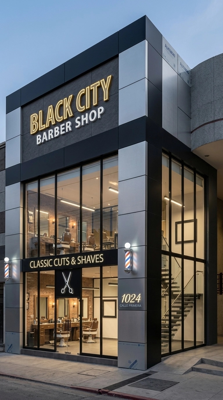 Facade design in Blacktec Facade style — Facade by GenRoom AI