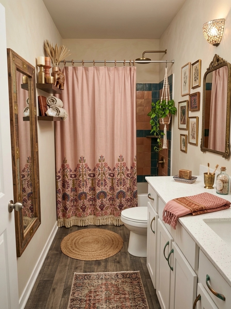 Bathroom interior in Bohemian style — photo by GenRoom AI