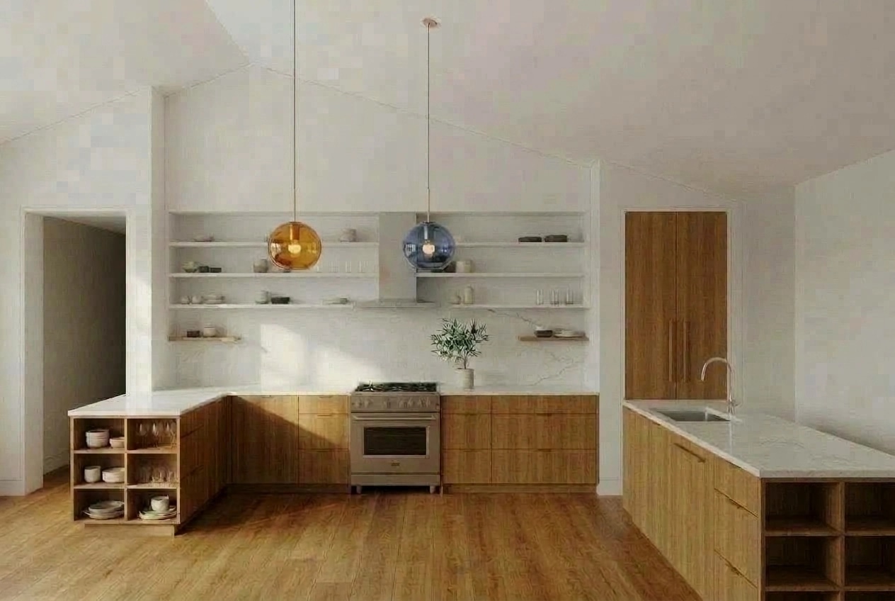 Kitchen interior in Scandinavian style — photo by GenRoom AI