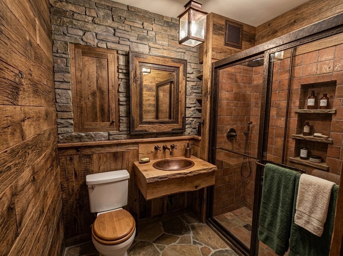 Interior design in Rustic style — Bathroom by GenRoom AI