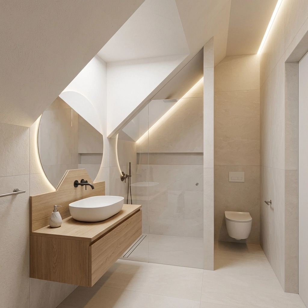 Bathroom interior in Minimalism style — photo by GenRoom AI