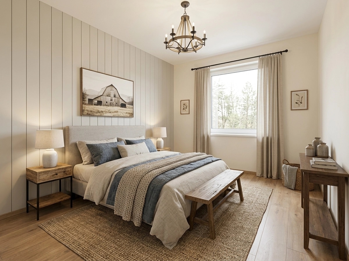 Modern Farmhouse Bedroom design — interior photo by GenRoom AI