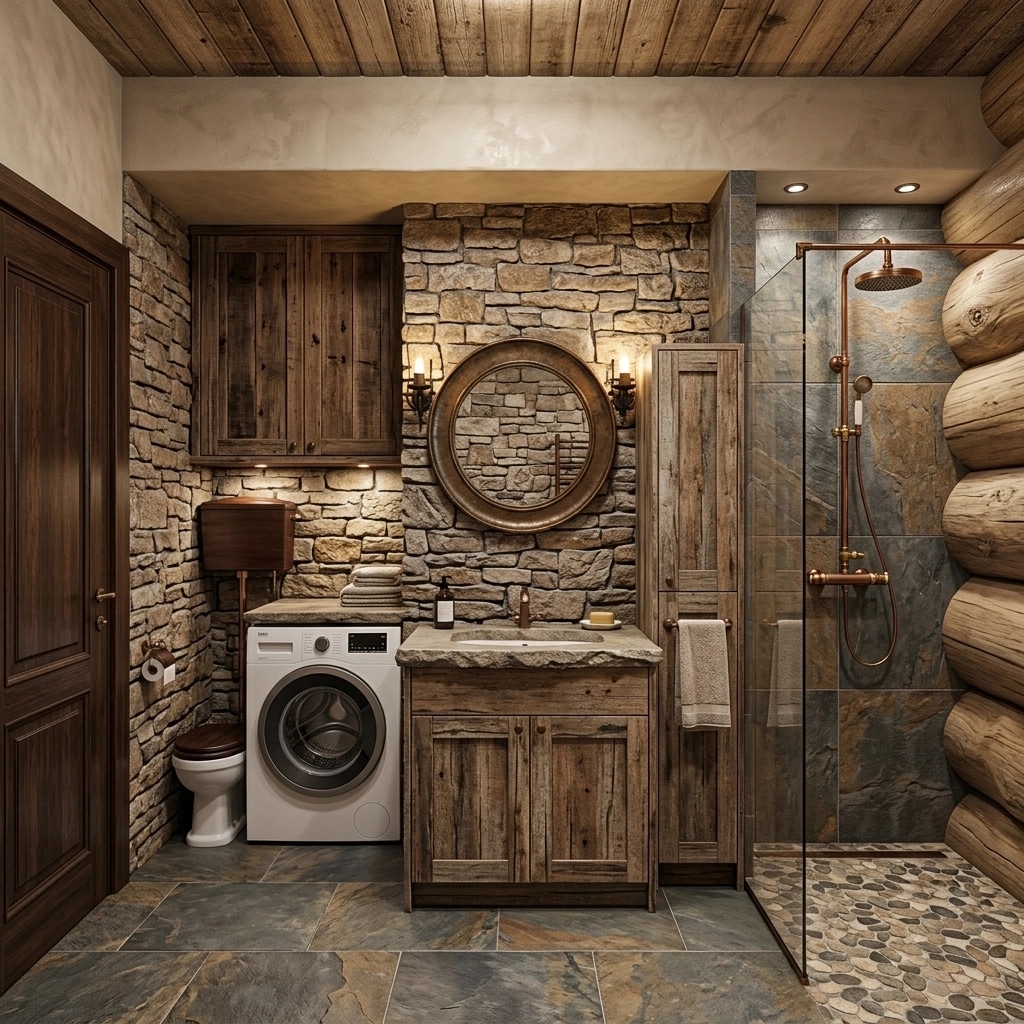 Bathroom interior in Rustic style — photo by GenRoom AI