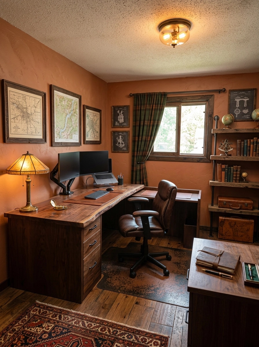 Office interior in Rustic style — photo by GenRoom AI