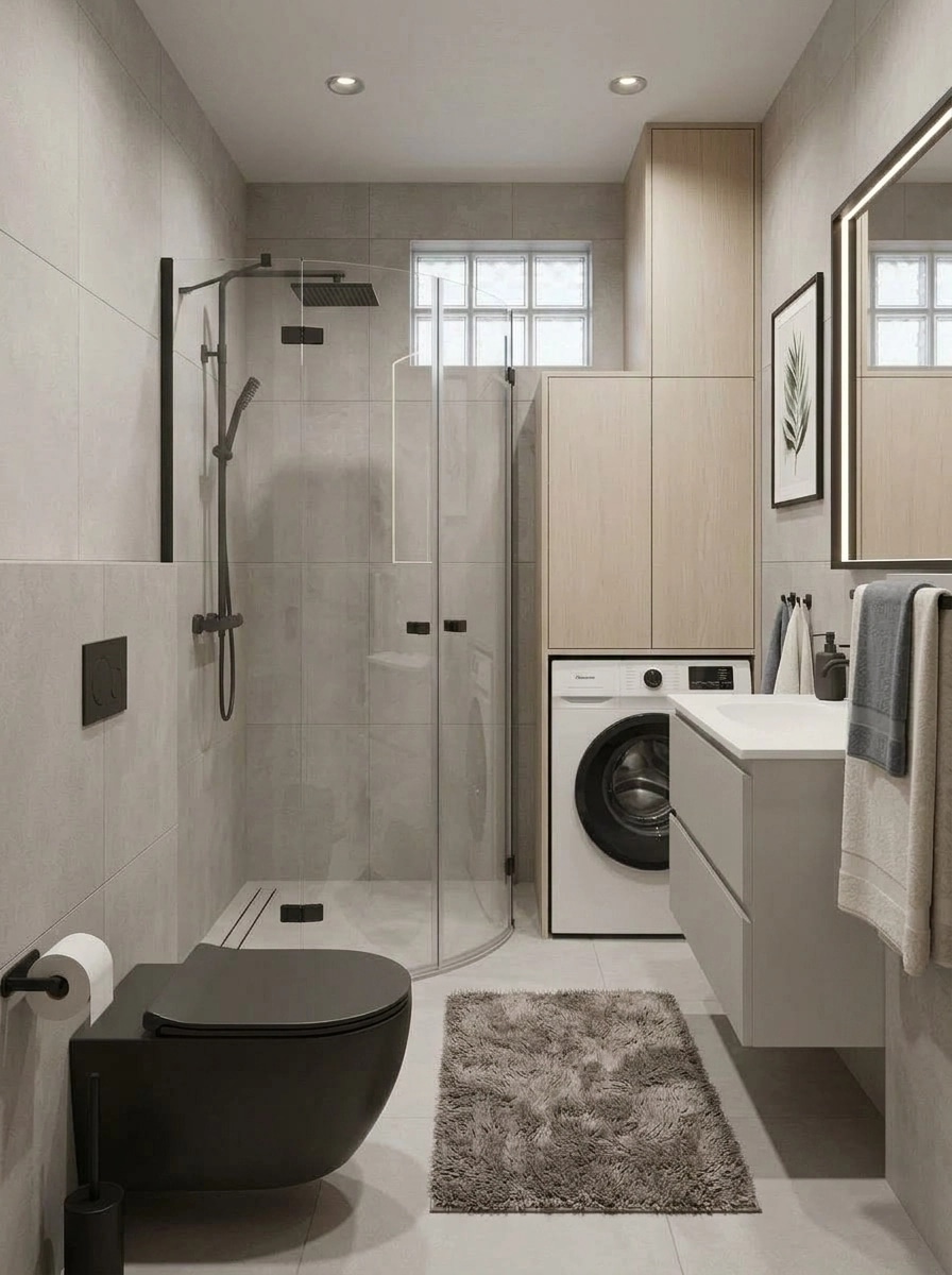 Bathroom interior in Minimalism style — photo by GenRoom AI