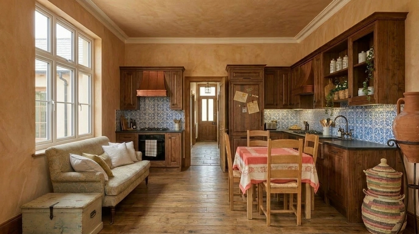 Kitchen interior in Mediterranean style — photo by GenRoom AI