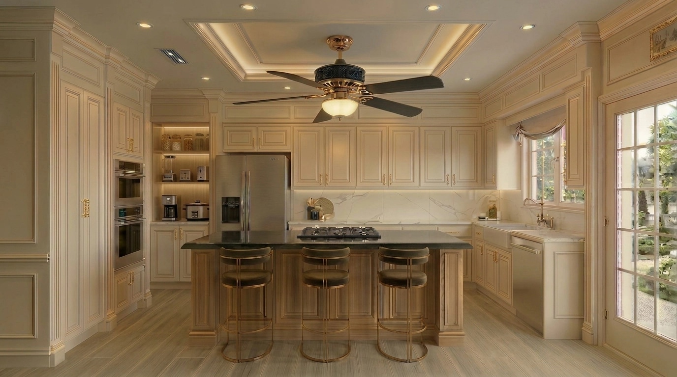 Kitchen interior in Neoclassic style — photo by GenRoom AI