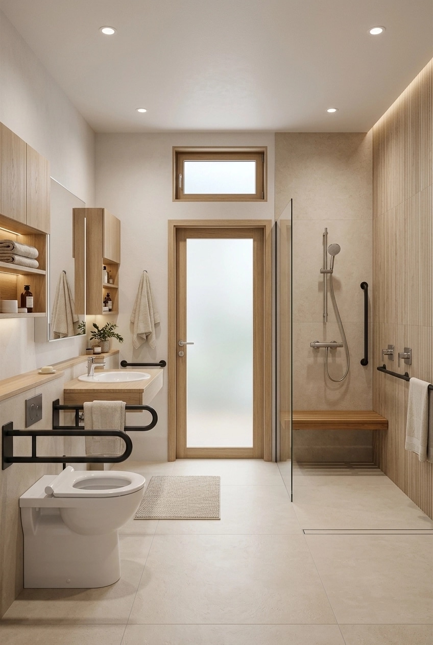 Bathroom interior in Scandinavian style — photo by GenRoom AI
