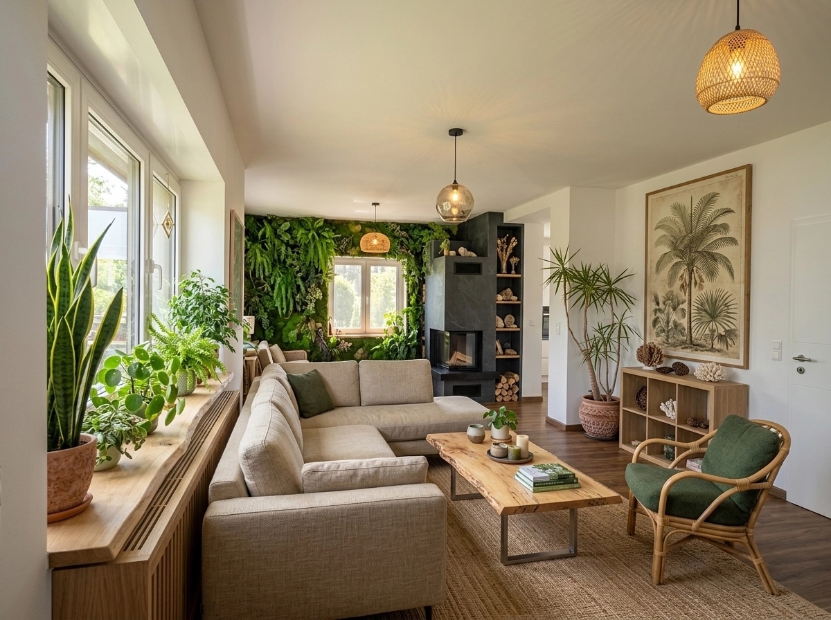 Interior design in Biophilic style — Living Room by GenRoom AI
