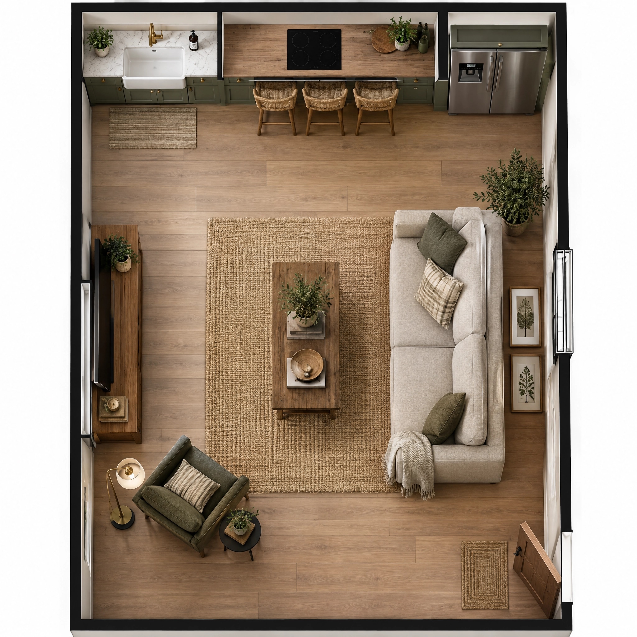 Interior design in Modern Farmhouse style — Living Room by GenRoom AI