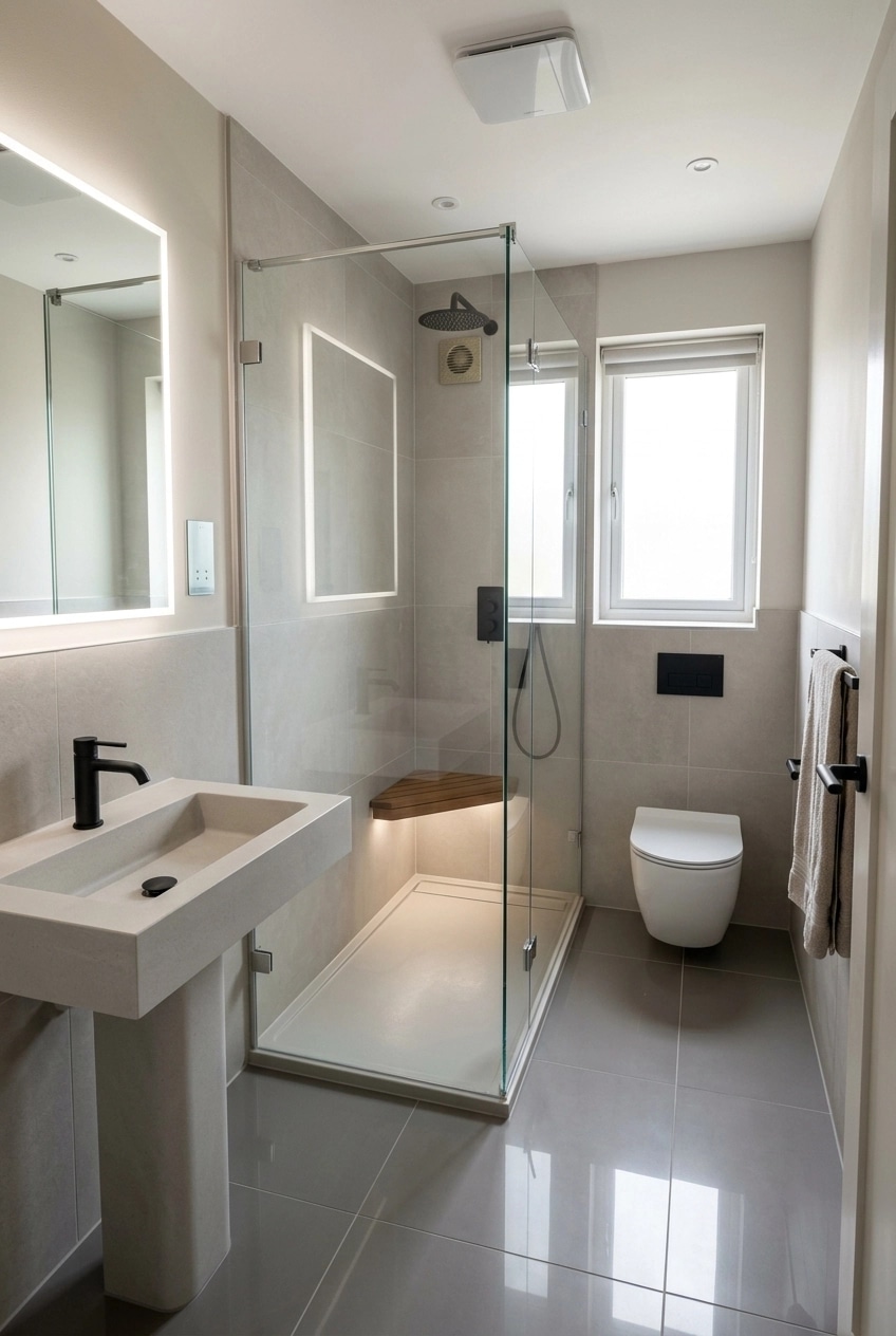 Bathroom interior in Minimalism style — photo by GenRoom AI