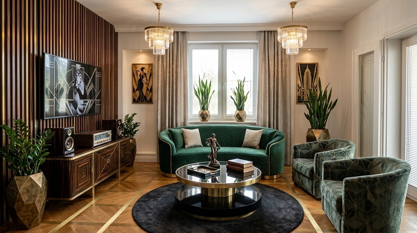 Art Deco Living Room design — interior photo by GenRoom AI