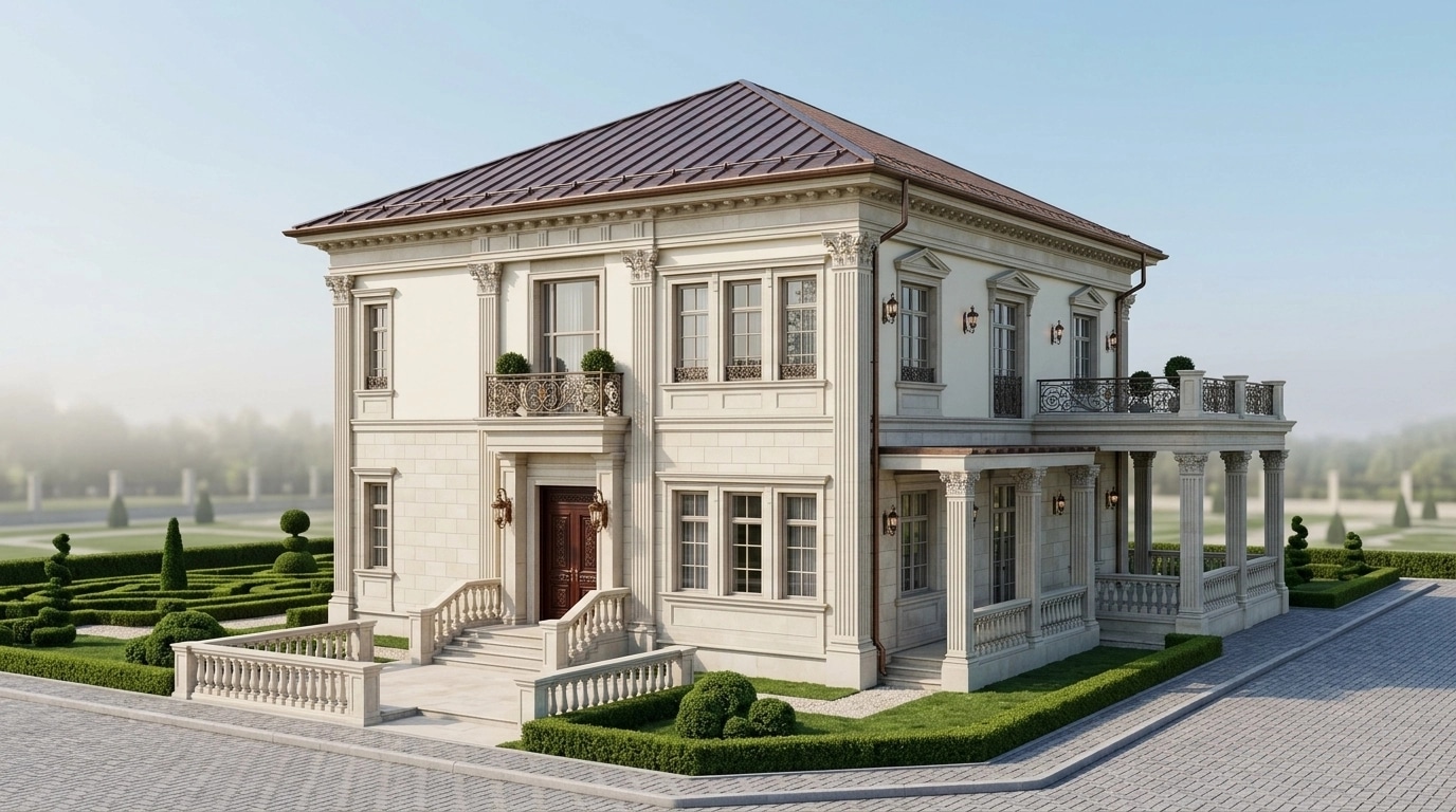 Neoclassic Facade Fachada design — facade photo by GenRoom AI