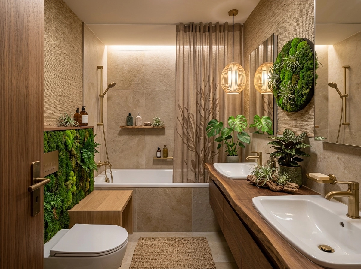 Bathroom interior in Biophilic style — photo by GenRoom AI