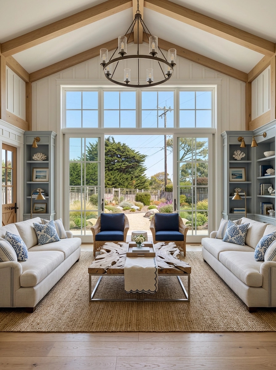 Interior design in Coastal / Hamptons style — Living Room by GenRoom AI