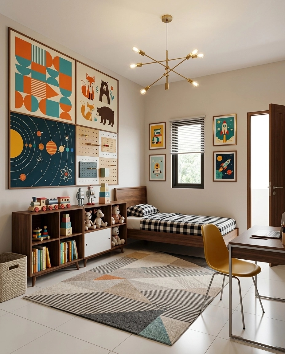 Design d'intérieur en style Mid-Century Modern — Chambre d'enfant par GenRoom AI