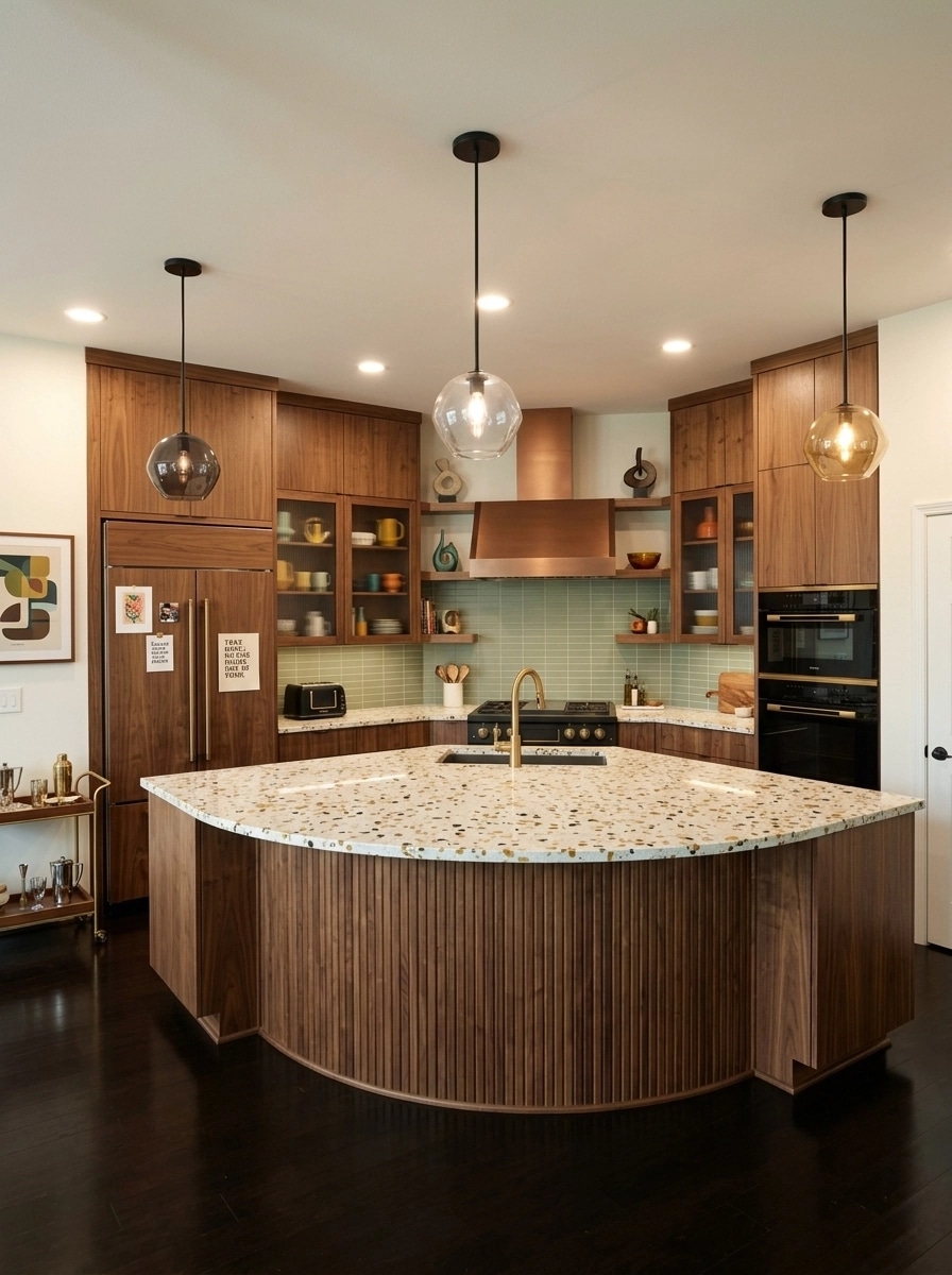 Kitchen interior in Mid-Century Modern style — photo by GenRoom AI