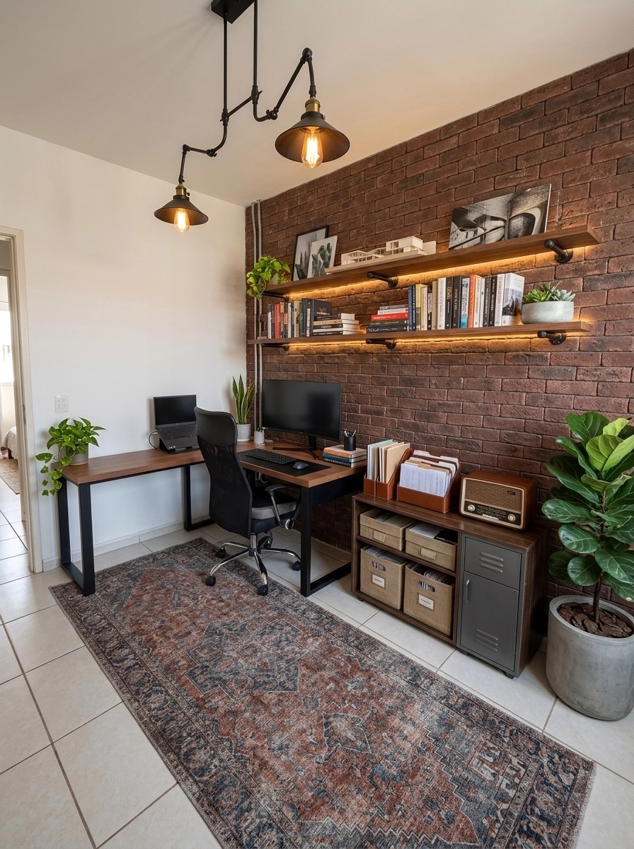 Interior design in Loft / Industrial style — home_office by GenRoom AI