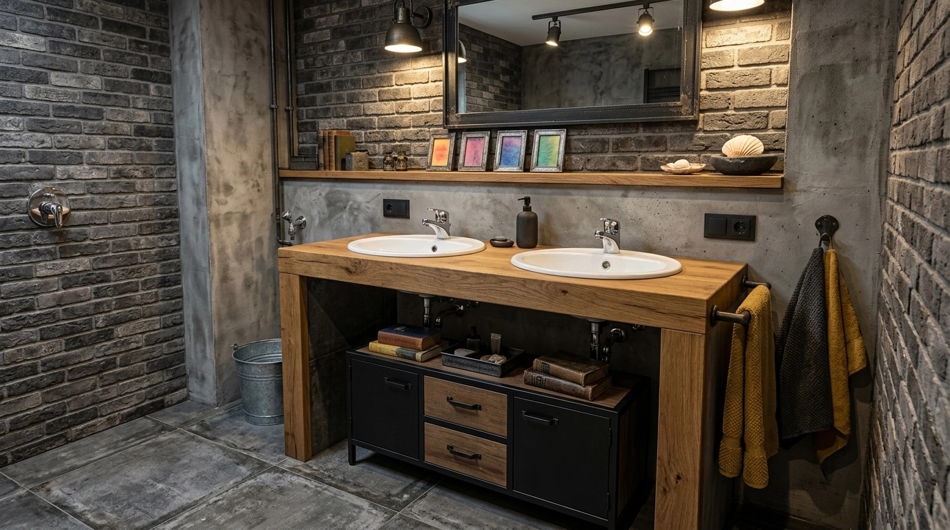 Interior design in Loft / Industrial style — Bathroom by GenRoom AI