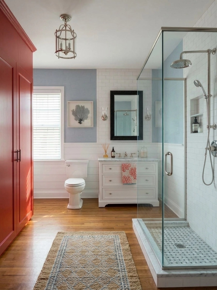 Bathroom interior in Coastal / Hamptons style — photo by GenRoom AI