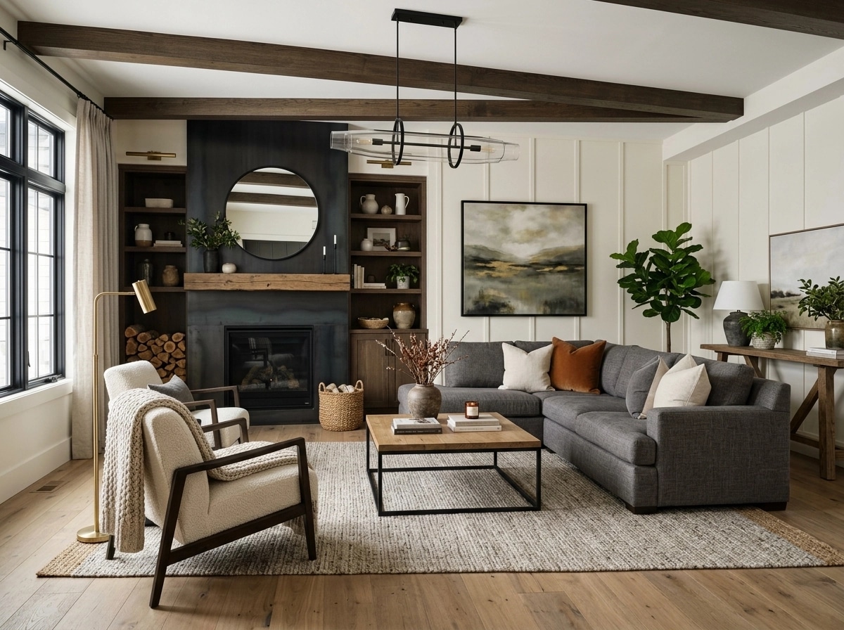 Interior design in Modern Farmhouse style — Living Room by GenRoom AI