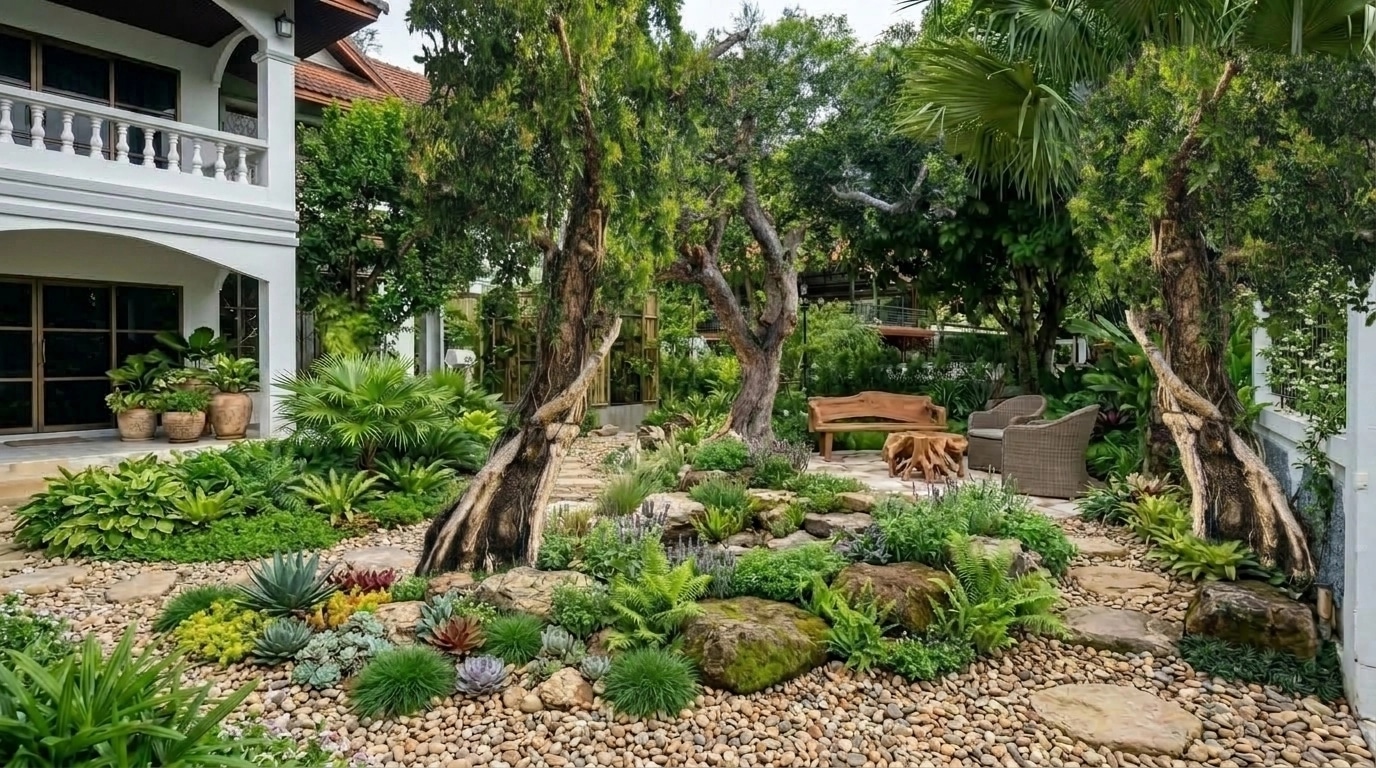 Landscape design in Eco Natural Garden style — Yard by GenRoom AI