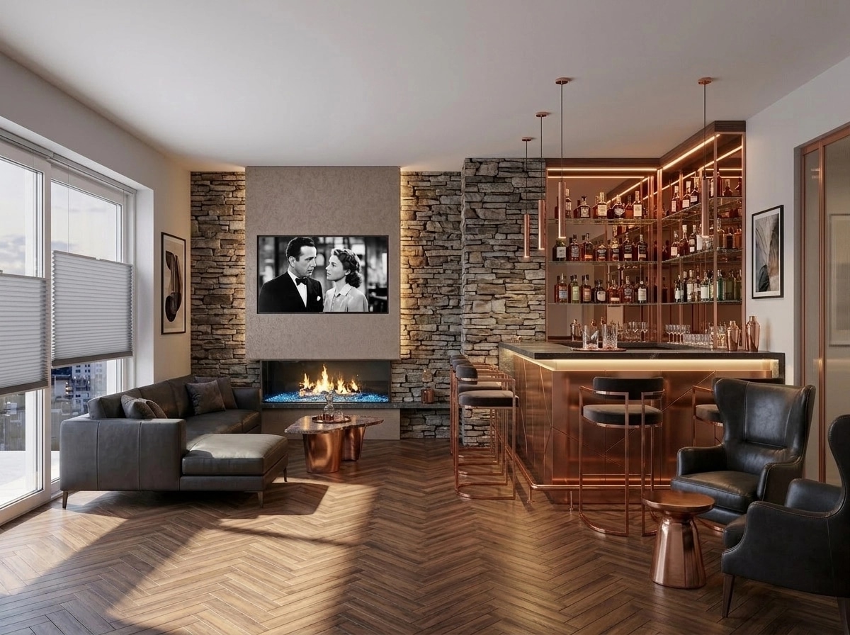 İç mekân tasarımı Contemporary stili — bar GenRoom AI