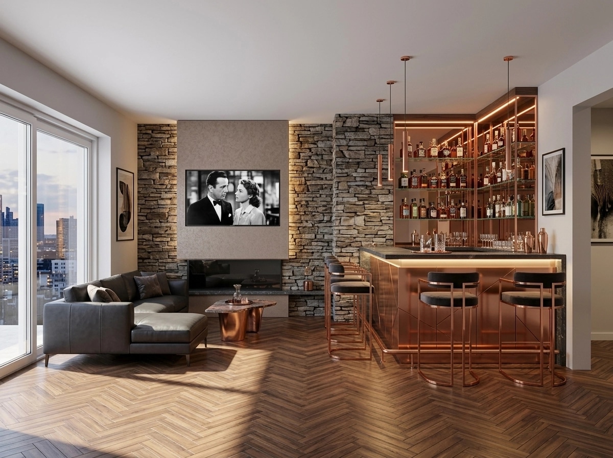 İç mekân tasarımı Contemporary stili — bar GenRoom AI