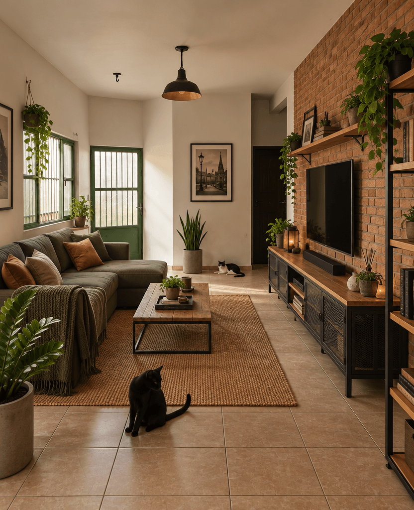 Design de interiores em estilo Loft / Industrial — Sala de Estar por GenRoom AI