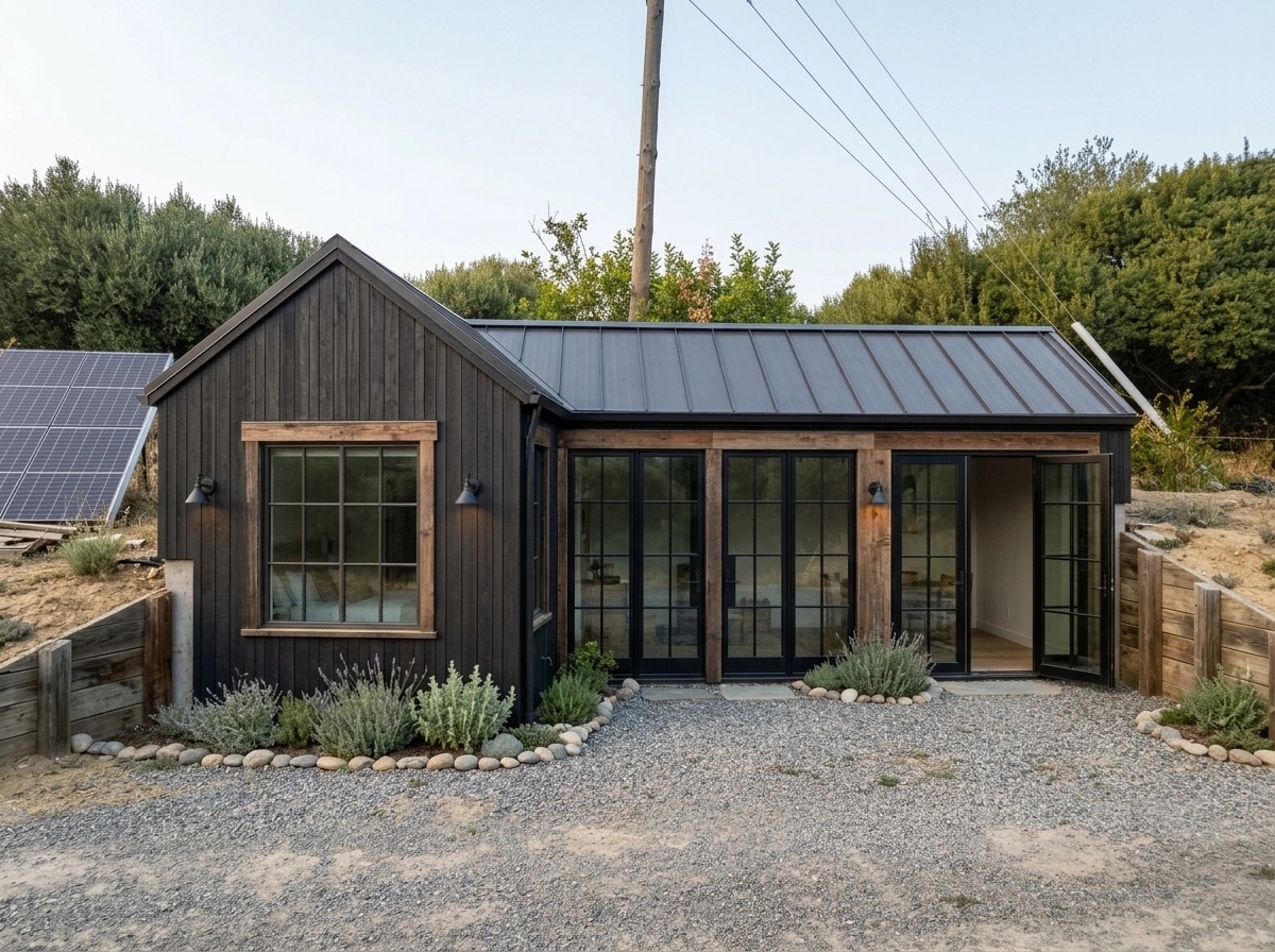 Facade design in Barnhouse Facade style — photo by GenRoom AI