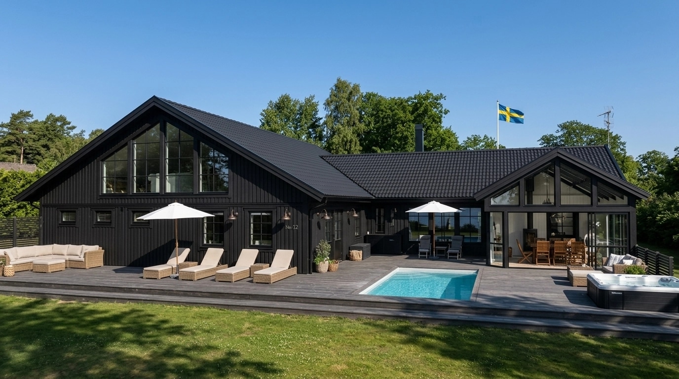 Facade design in Barnhouse Facade style — photo by GenRoom AI