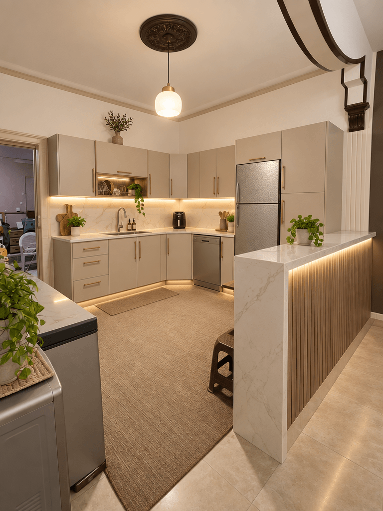 Kitchen interior in Minimalism style — photo by GenRoom AI