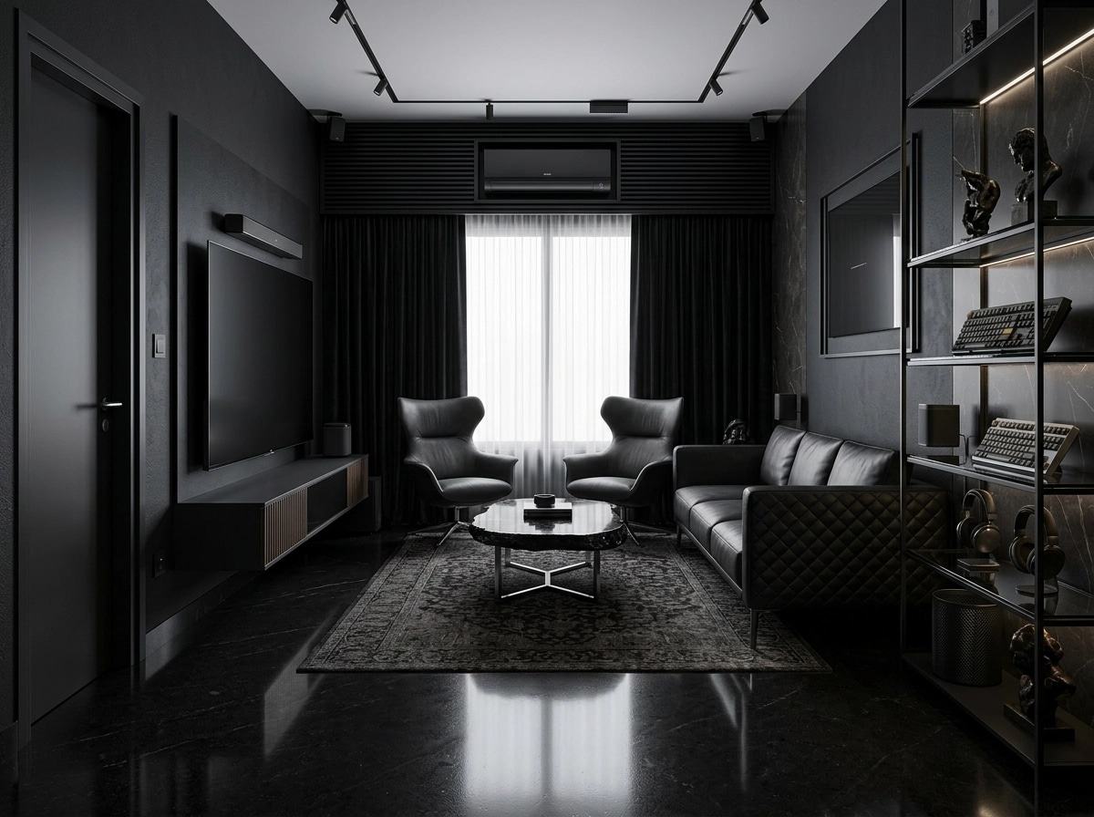 Blacktec Living Room design — interior photo by GenRoom AI