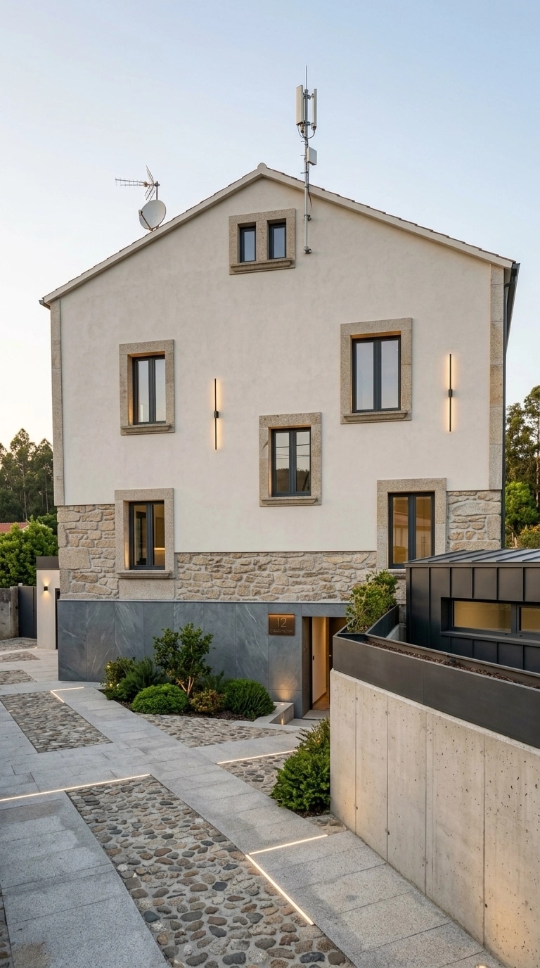 Projekt elewacji w stylu Contemporary Facade — Elewacja od GenRoom AI
