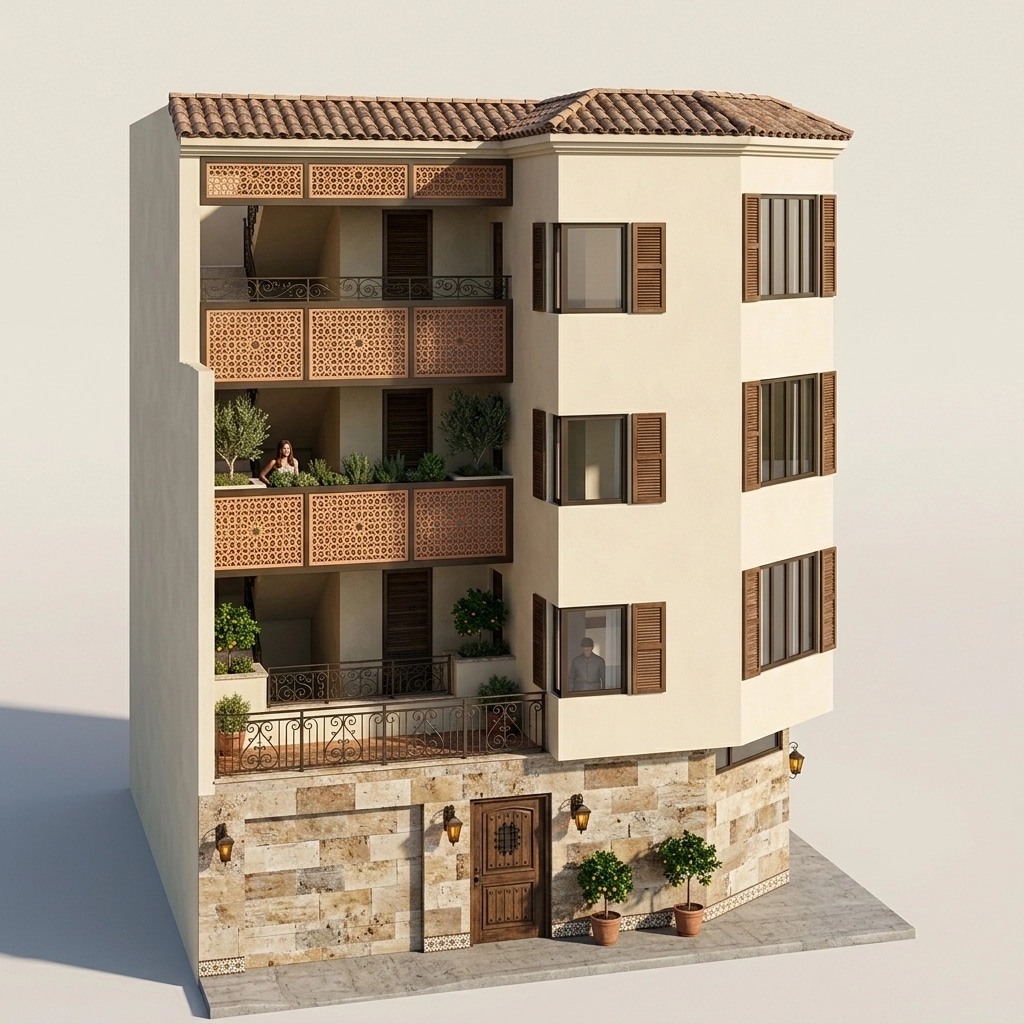 Mediterranean Facade Facade design — facade photo by GenRoom AI